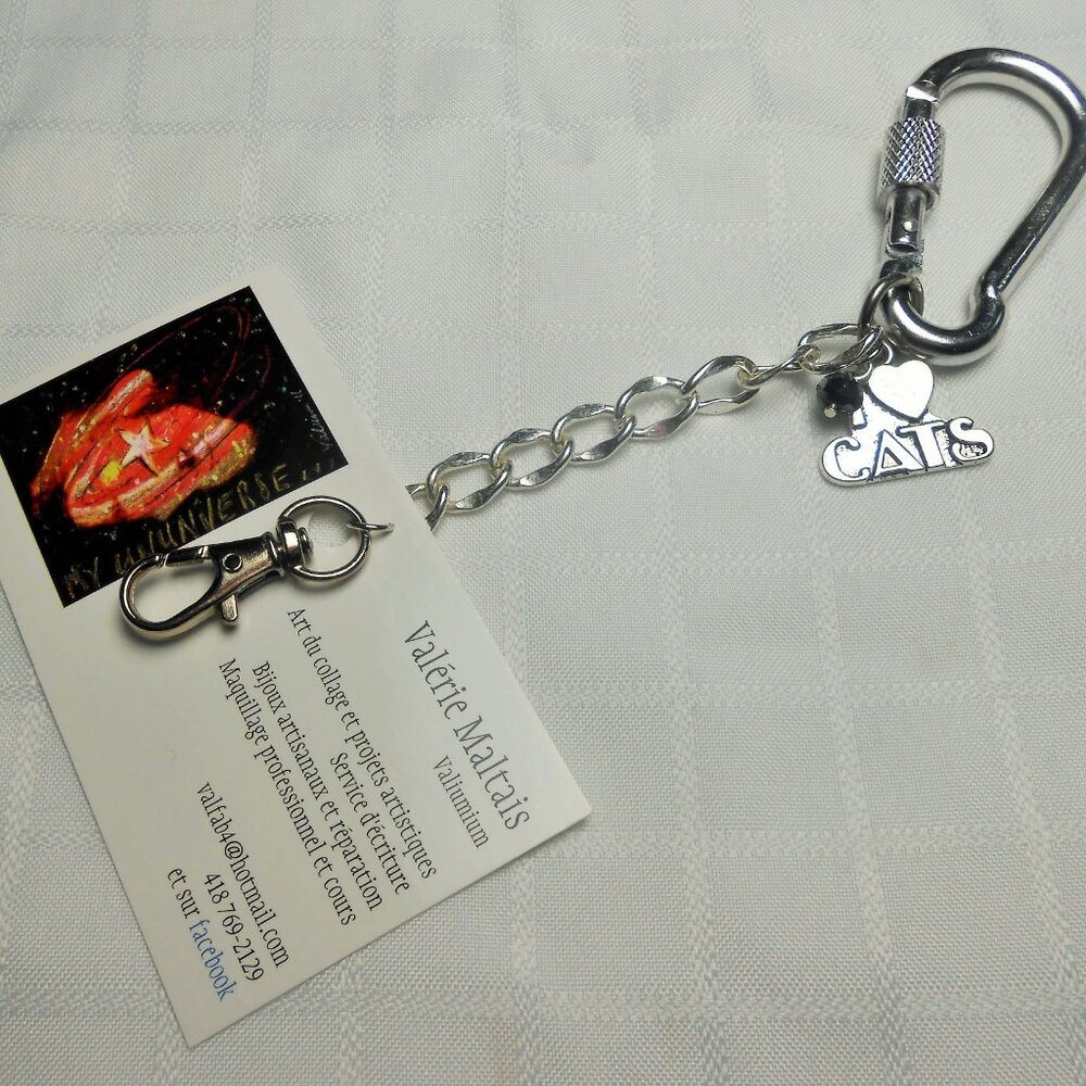 No.271. Handmade keyring with a ring and a carabiner clip